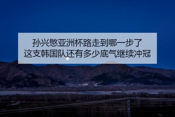 孙兴慜亚洲杯路走到哪一步了 这支韩国队还有多少底气继续冲冠